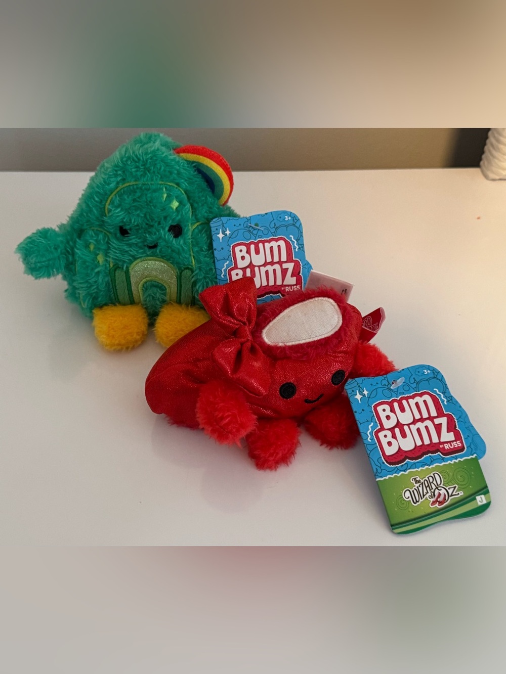 Lot of 2 The Wizard of Oz BumBumz Emerald City & Ruby Slipper Plush